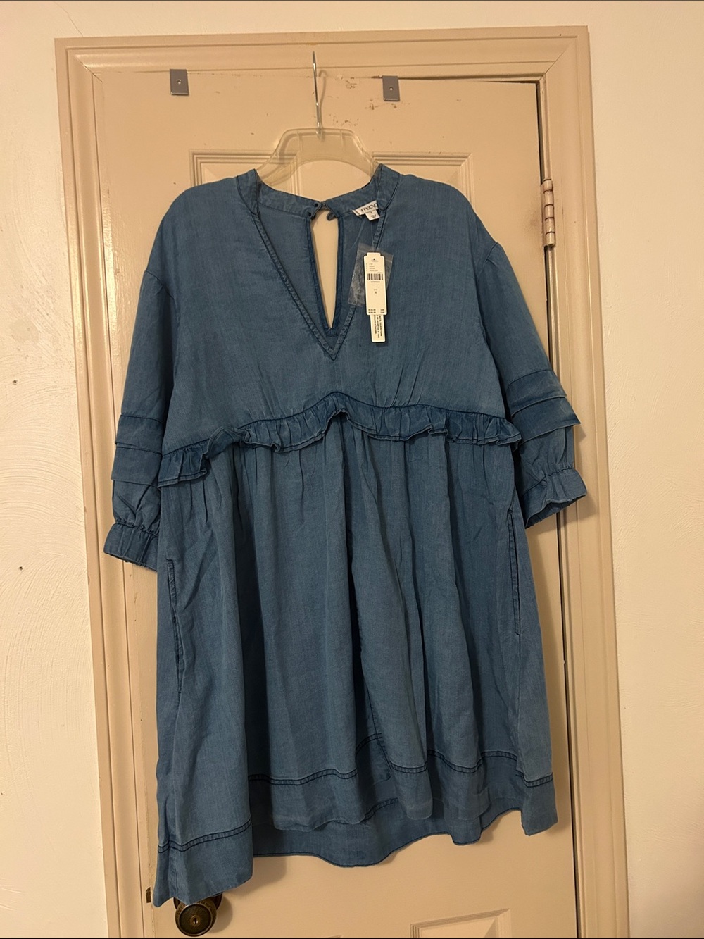 Anthropologie Blue Tiered Ruffle Tunic Dress